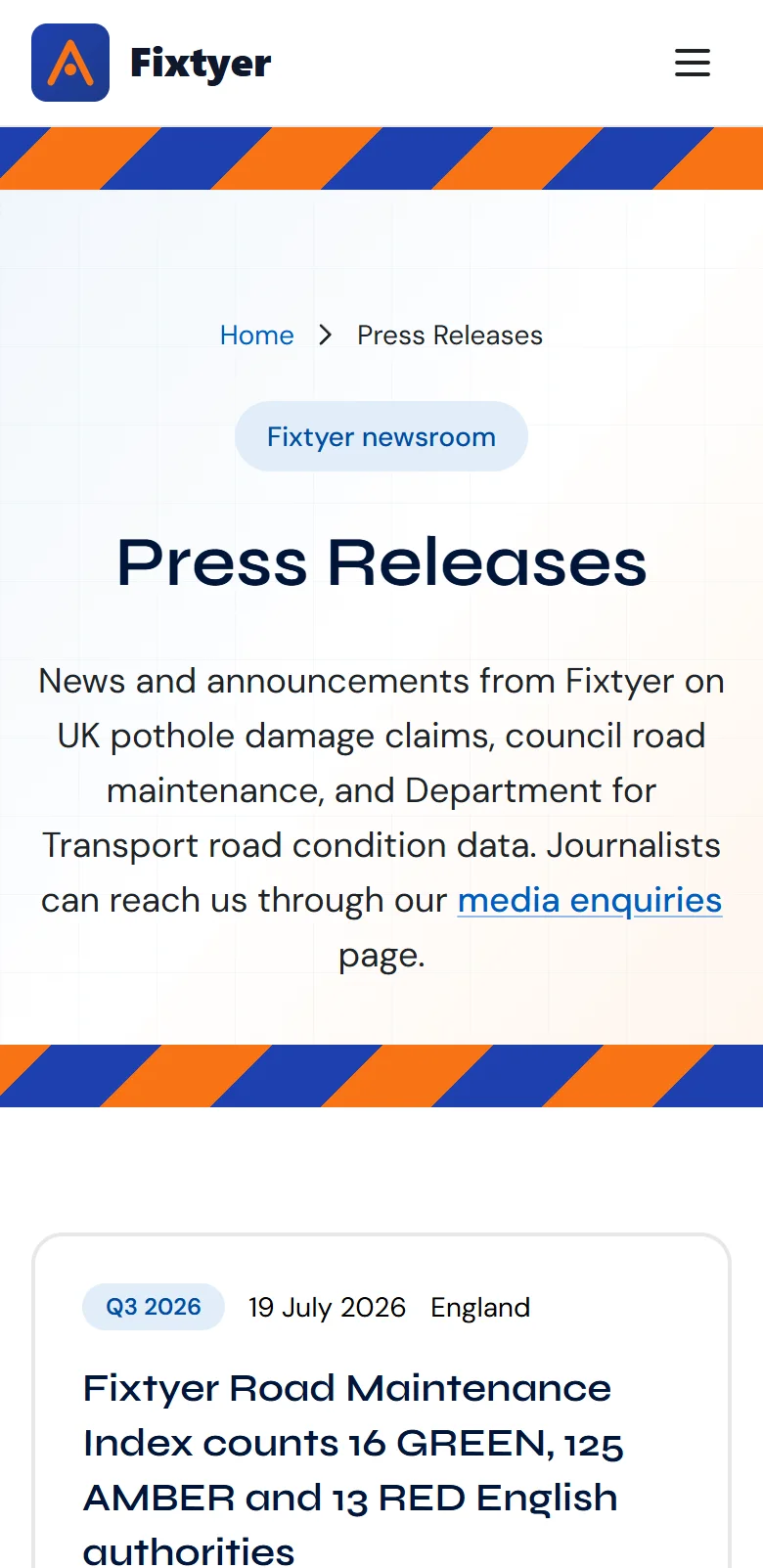 The Fixtyer newsroom on a phone.